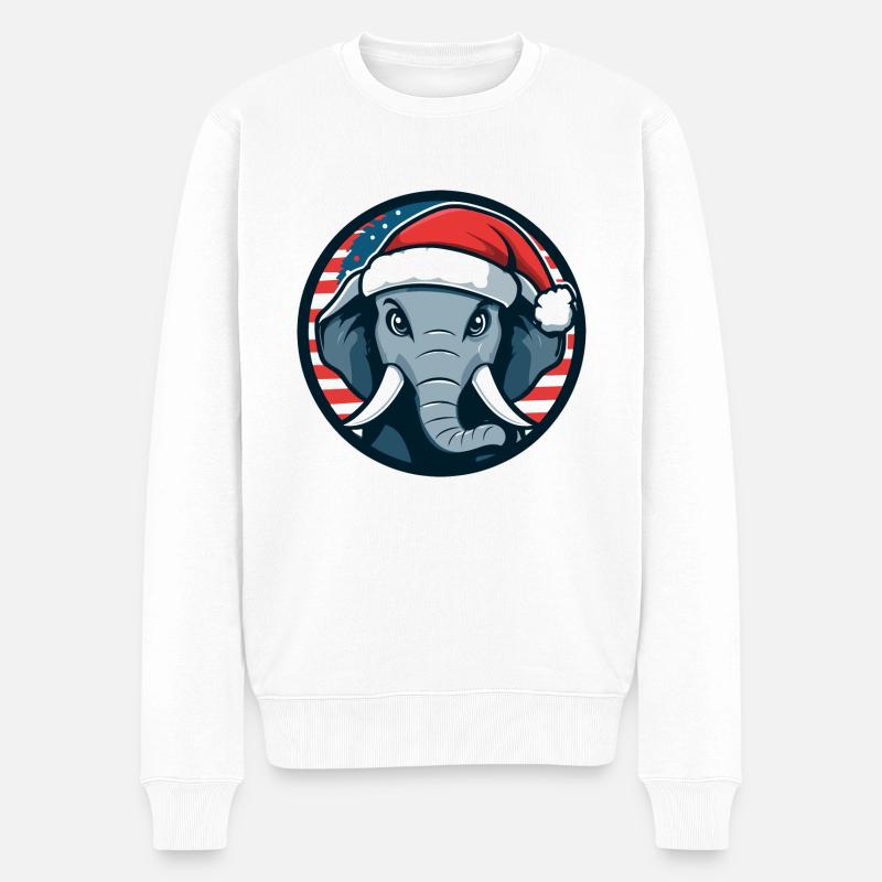 Éléphant Animal de Noël - Pull Premium bio Homme - blanc
