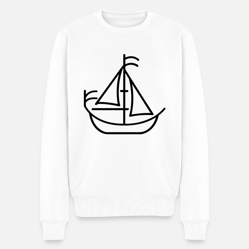 Piratenschiff - Männer Premium Bio Pullover - Weiß