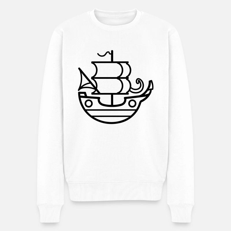 Piratenschiff - Männer Premium Bio Pullover - Weiß