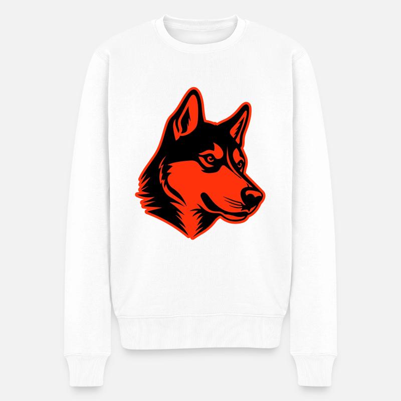 Husky Hund Kopf - Männer Premium Bio Pullover - Weiß