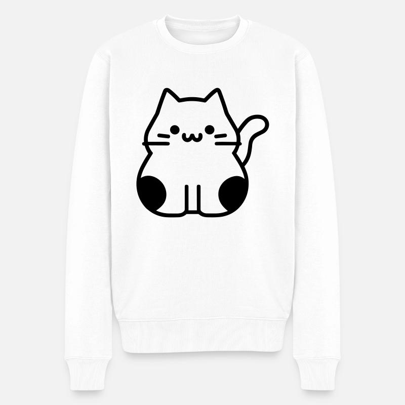 chat - Pull Premium bio Homme - blanc