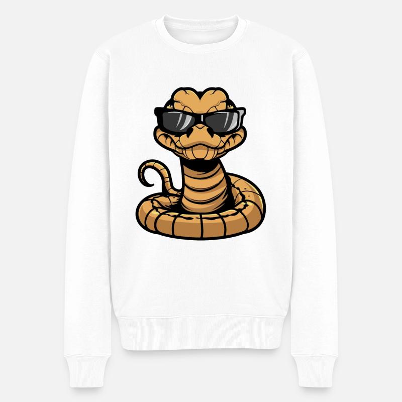 Animal serpent cobra - Pull Premium bio Homme - blanc