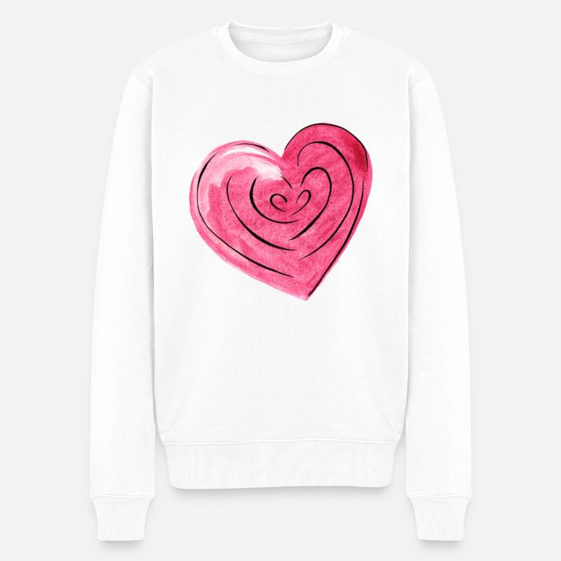 Aquarelle du cœur - Pull Premium bio Homme - blanc