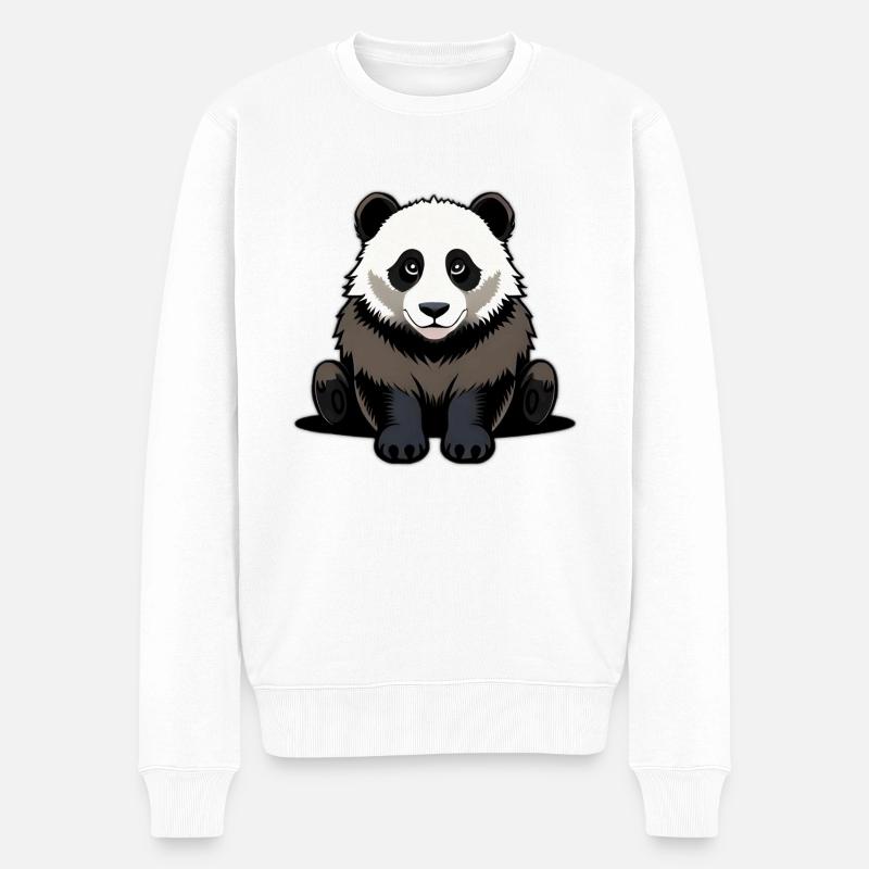 Panda mignon assis - Pull Premium bio Homme - blanc