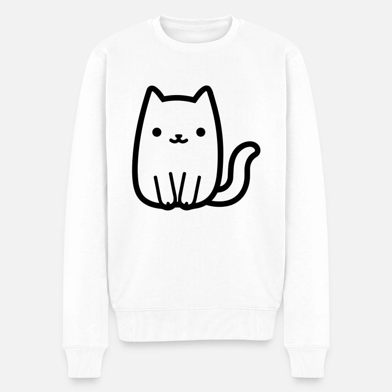 chat - Pull Premium bio Homme - blanc