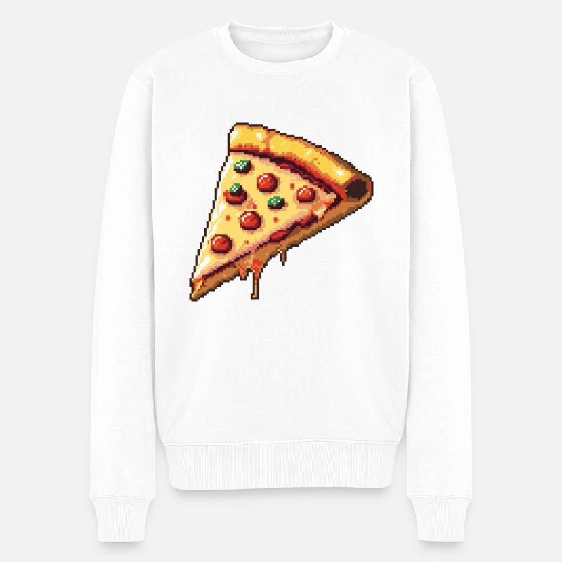 Pizza Pixel Symbol - Männer Premium Bio Pullover - Weiß