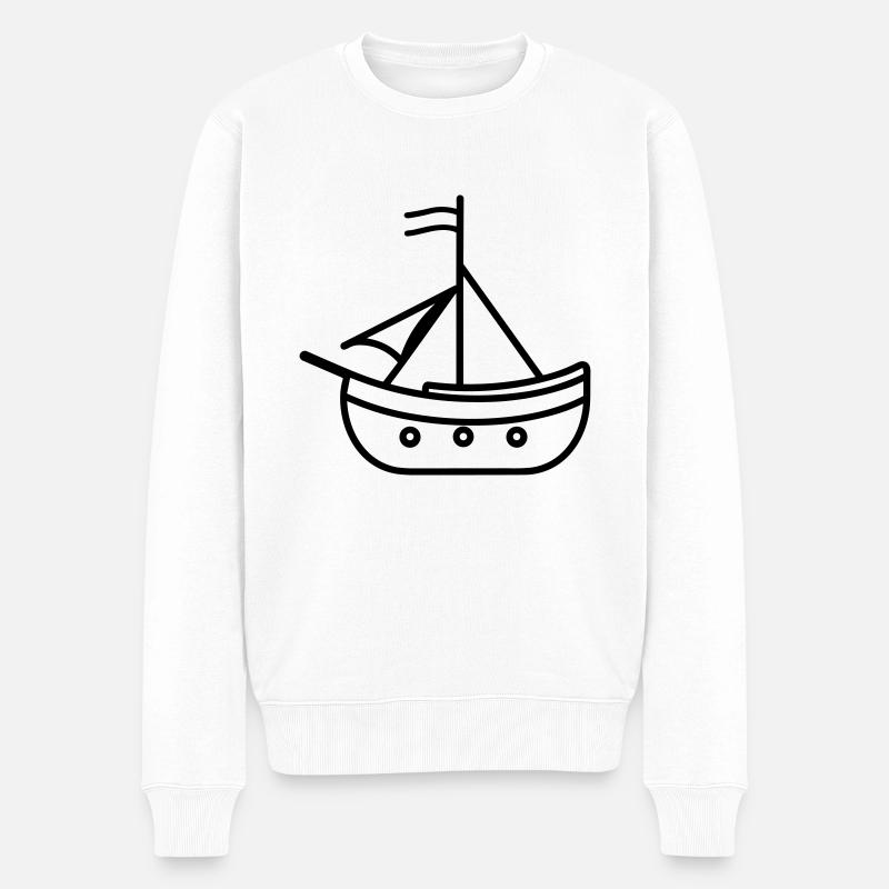 Piratenschiff - Männer Premium Bio Pullover - Weiß