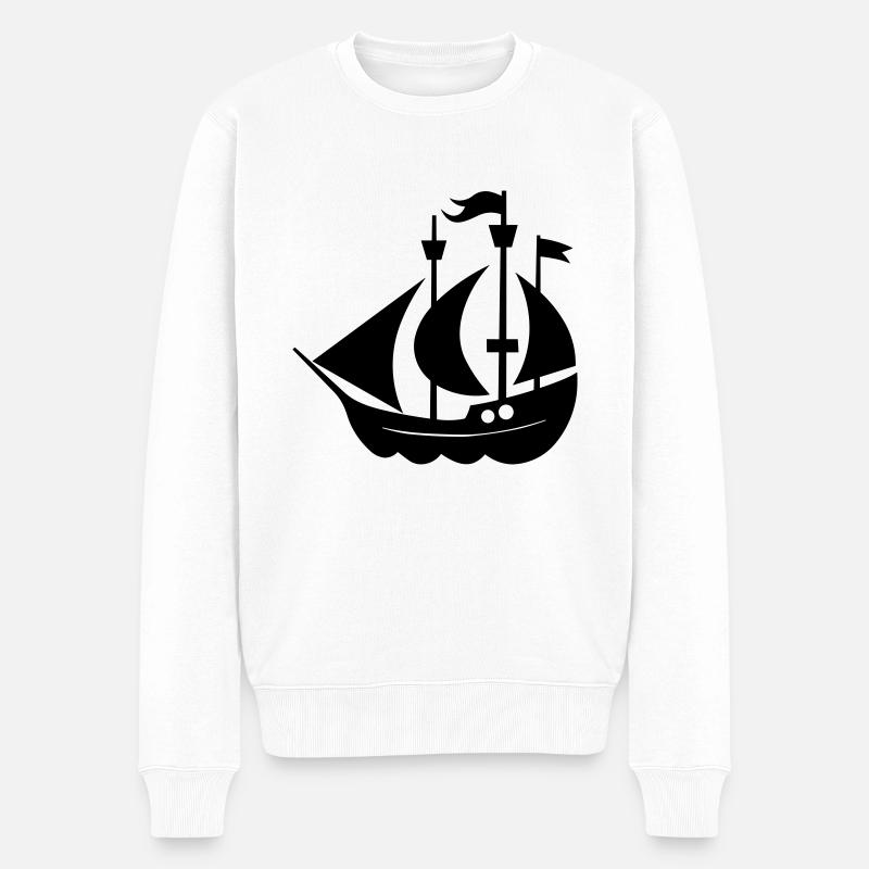 Piratenschiff - Männer Premium Bio Pullover - Weiß