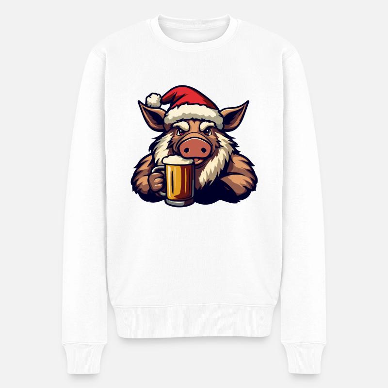 Cochon Noël Bière Sanglier - Pull Premium bio Homme - blanc