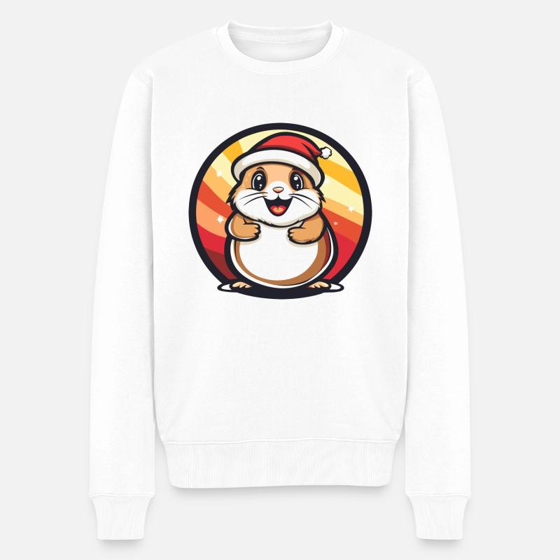 Hamster Weihnachten Tier - Männer Premium Bio Pullover - Weiß