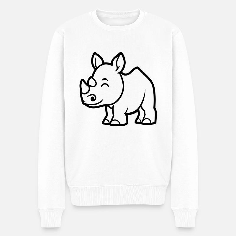 Nashorn - Männer Premium Bio Pullover - Weiß