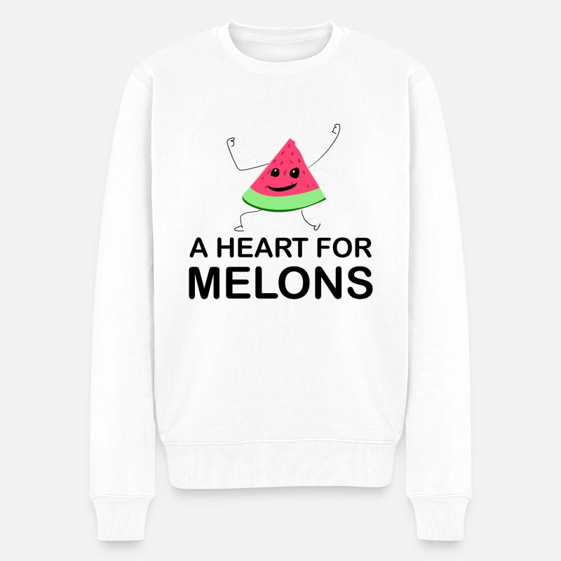 Melone Melonen Wassermelone - Männer Premium Bio Pullover - Weiß