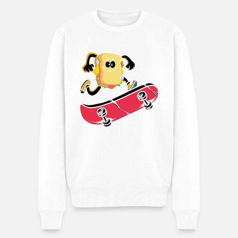 Sandwich Skateboarder Skateboarden Skateboard - Männer Premium Bio Pullover - Weiß