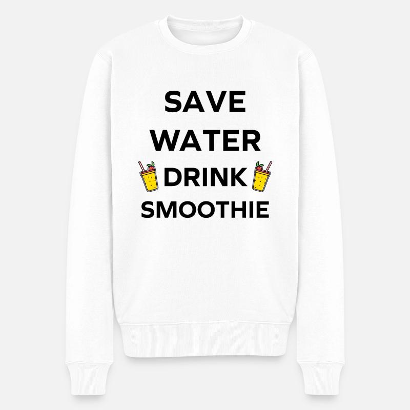 Save water drink smoothies - Pull Premium bio Homme - blanc
