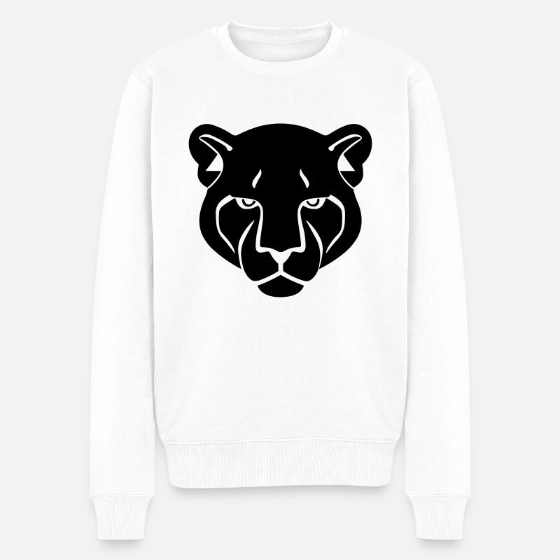 Kopf des Panthers - Männer Premium Bio Pullover - Weiß