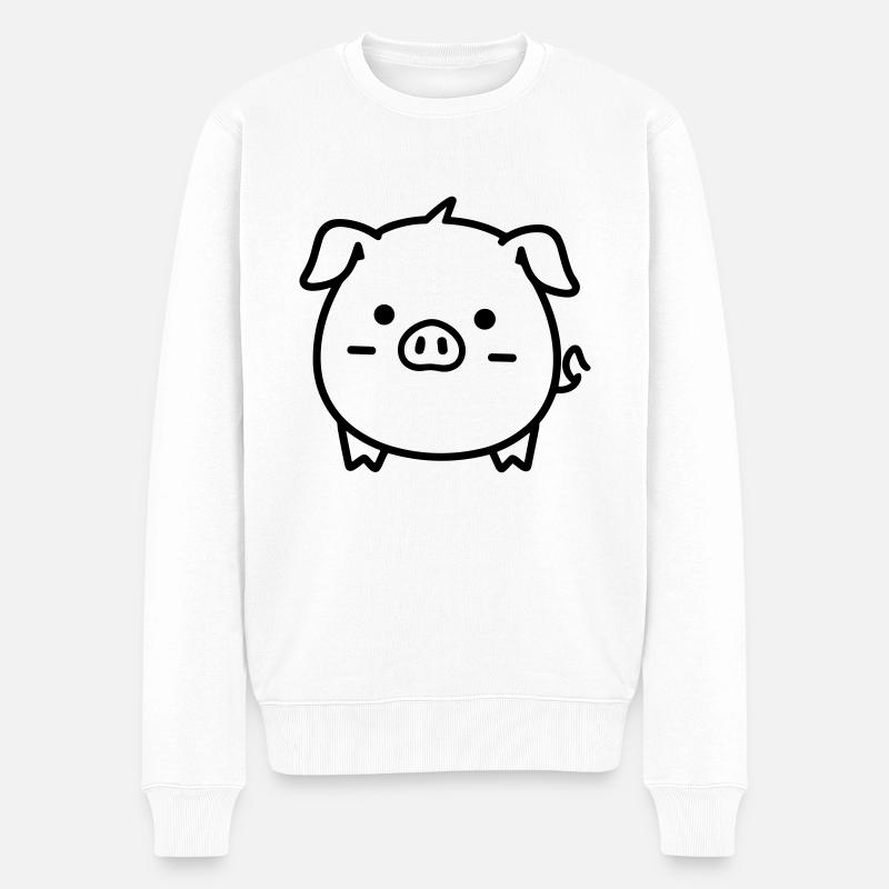 Schwein - Männer Premium Bio Pullover - Weiß