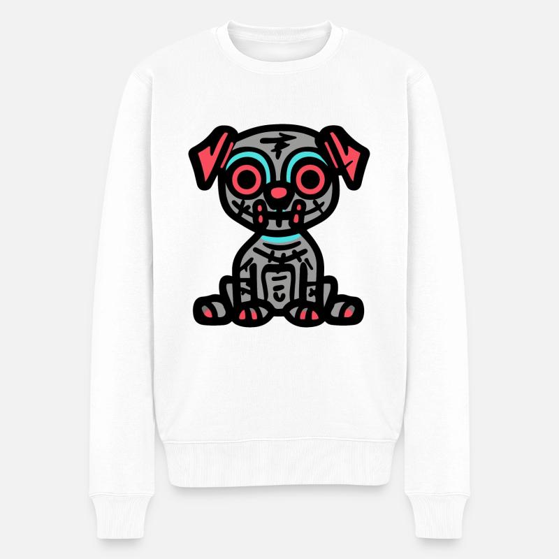 Hund Halloween Zombie - Männer Premium Bio Pullover - Weiß