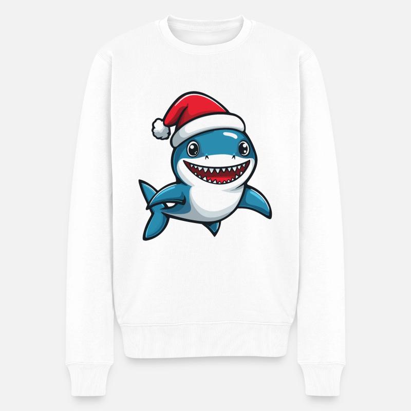 Hai Weihnachten Niedlich - Männer Premium Bio Pullover - Weiß