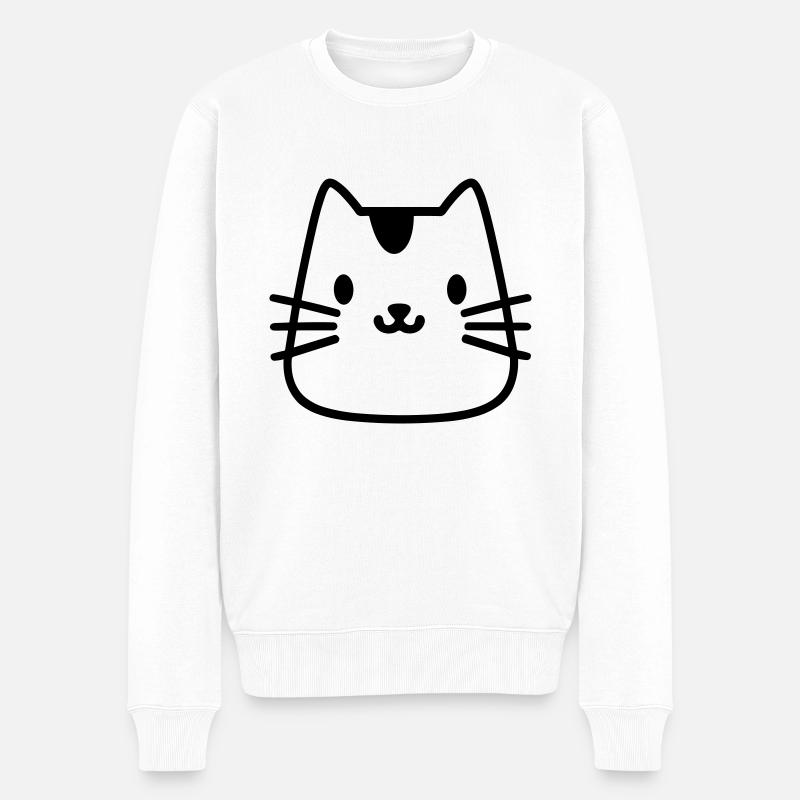 chat - Pull Premium bio Homme - blanc