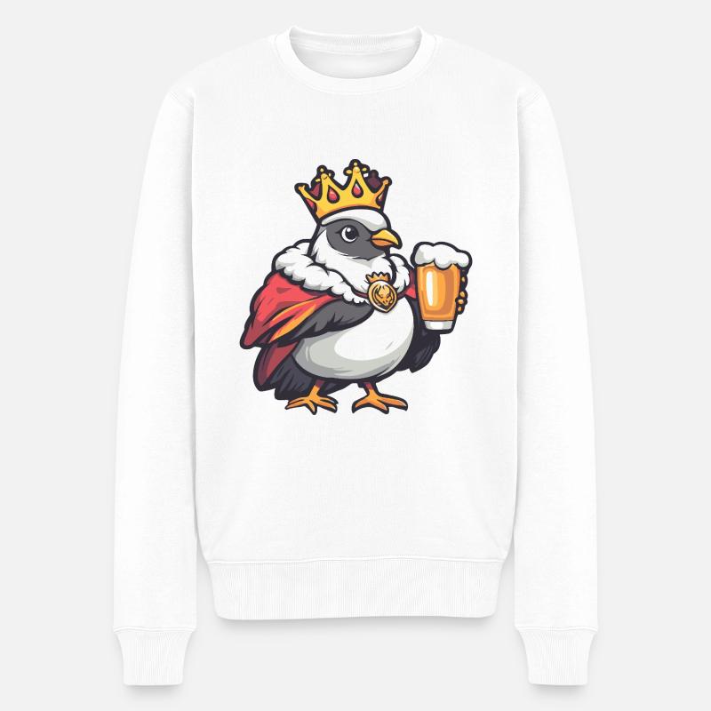 Taube Vogel Bier Lustig - Männer Premium Bio Pullover - Weiß