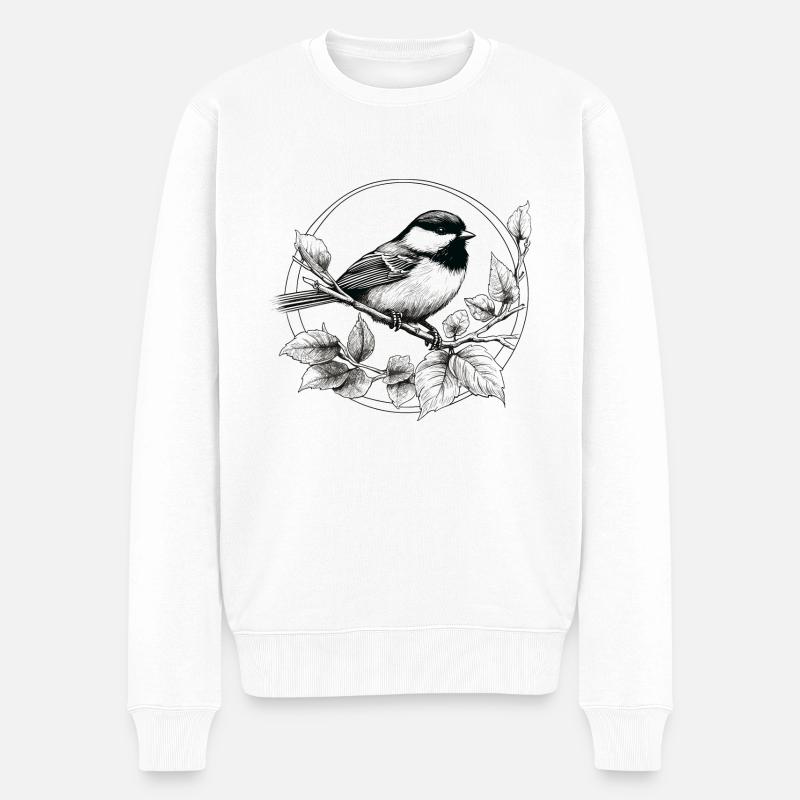 Meise Zeichnung - Männer Premium Bio Pullover - Weiß