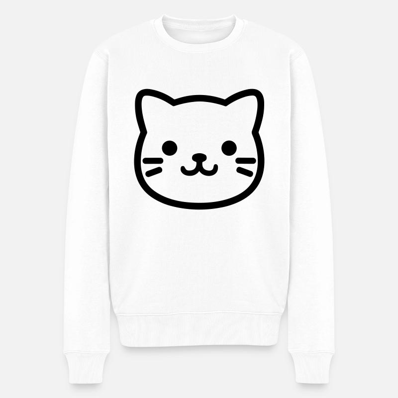 Katze - Männer Premium Bio Pullover - Weiß