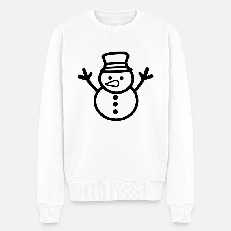 Schneemann - Männer Premium Bio Pullover - Weiß