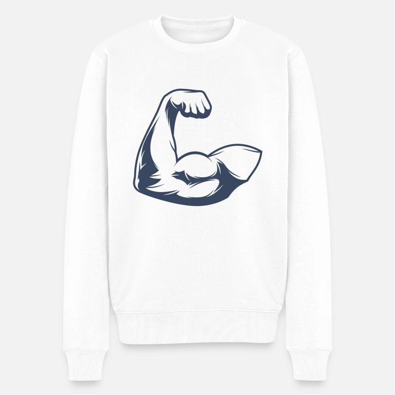 Muskelarm - Männer Premium Bio Pullover - Weiß