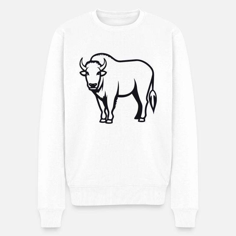 Büffel - Männer Premium Bio Pullover - Weiß