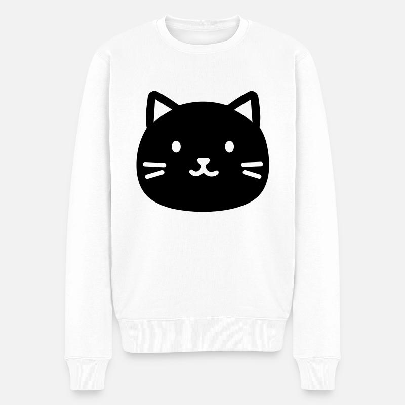 Katze - Männer Premium Bio Pullover - Weiß