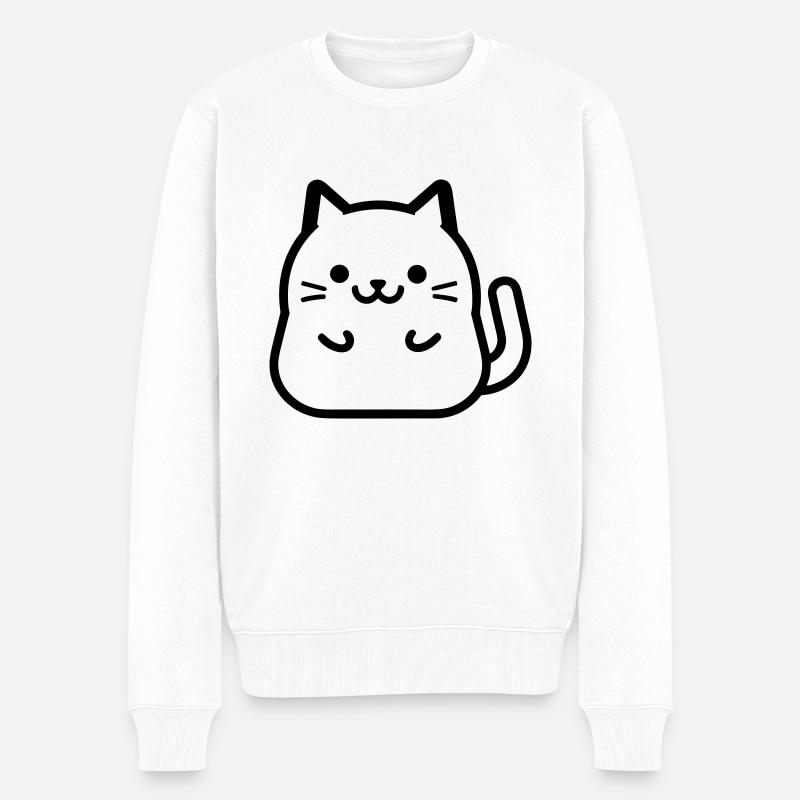 chat - Pull Premium bio Homme - blanc