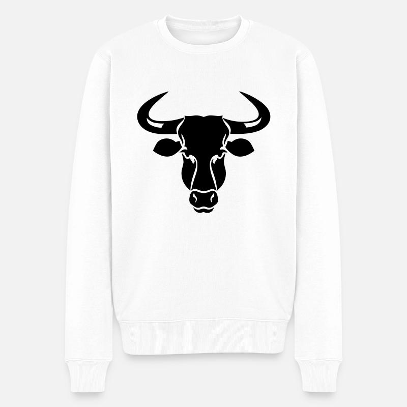 Stier - Männer Premium Bio Pullover - Weiß