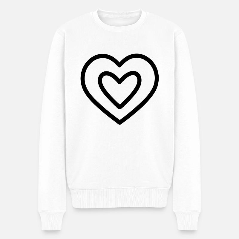 Herz - Männer Premium Bio Pullover - Weiß