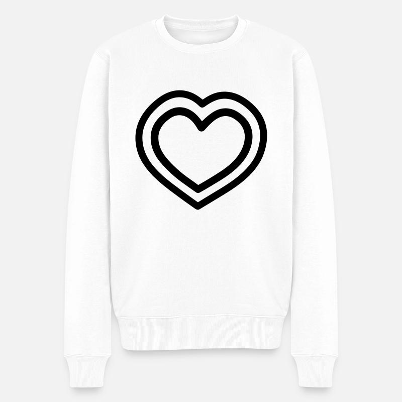 Herz - Männer Premium Bio Pullover - Weiß