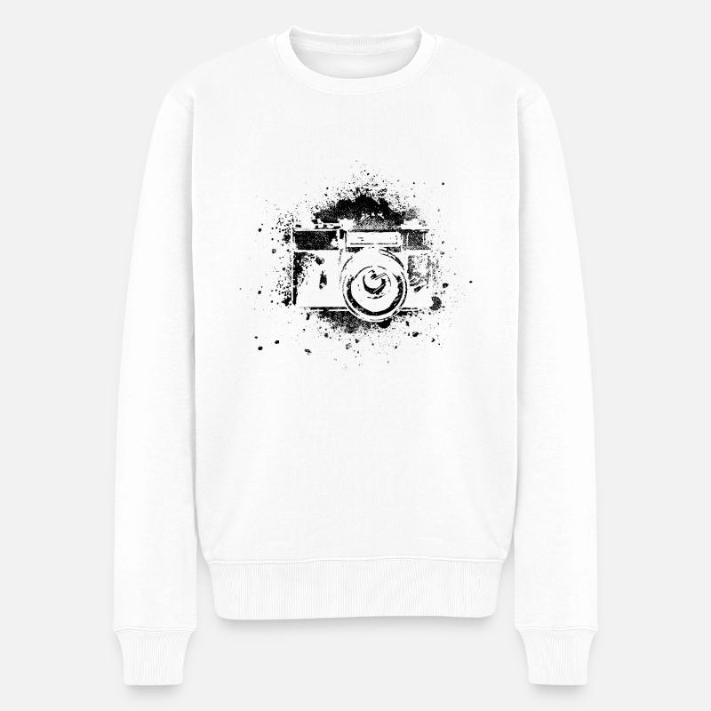 Kamera - Männer Premium Bio Pullover - Weiß