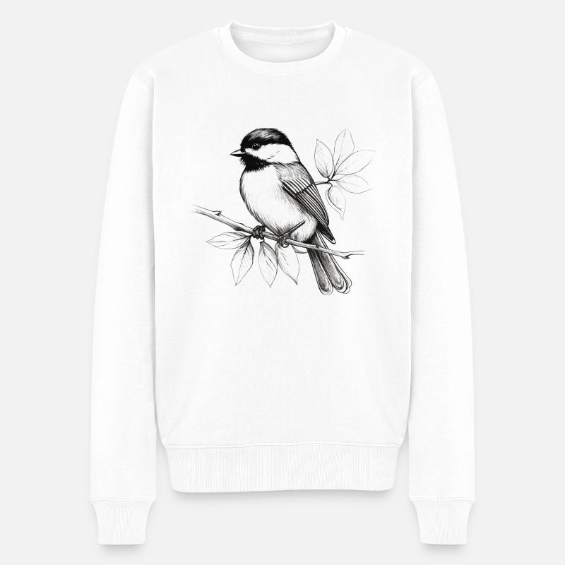 Meise Zeichnung - Männer Premium Bio Pullover - Weiß