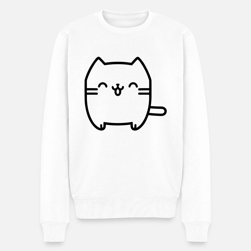 chat - Pull Premium bio Homme - blanc
