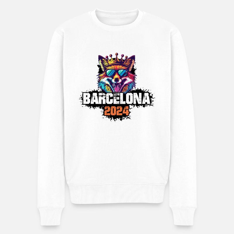 Barcelone 2024 Holiday Fox - Pull Premium bio Homme - blanc