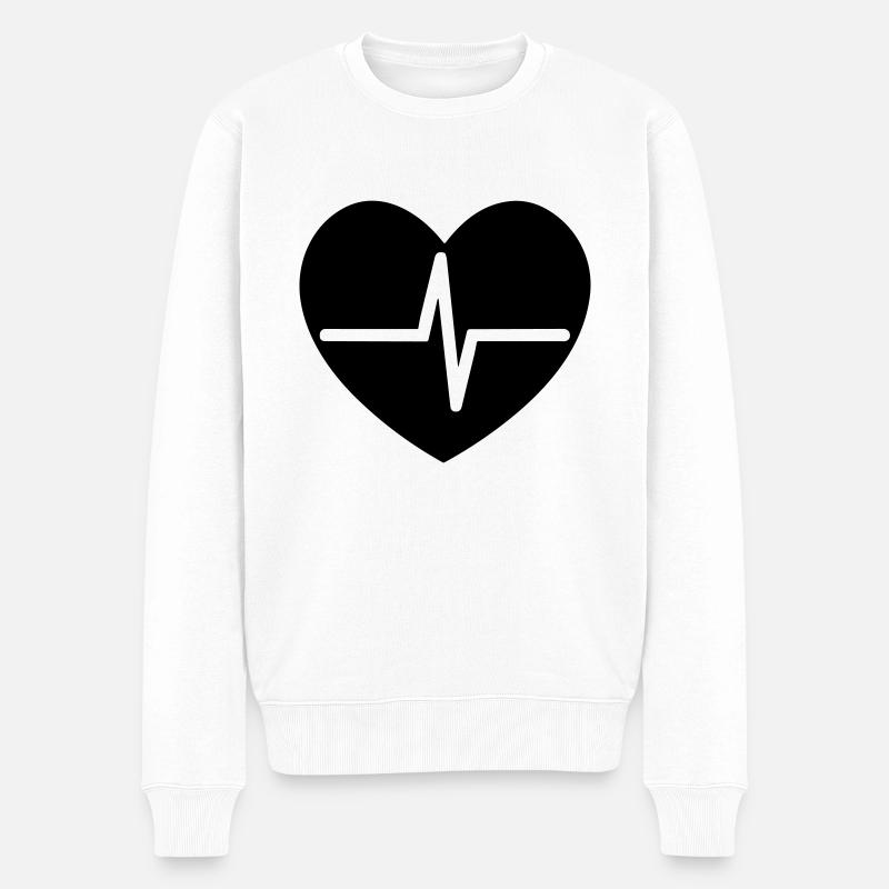 Herzschlag - Männer Premium Bio Pullover - Weiß