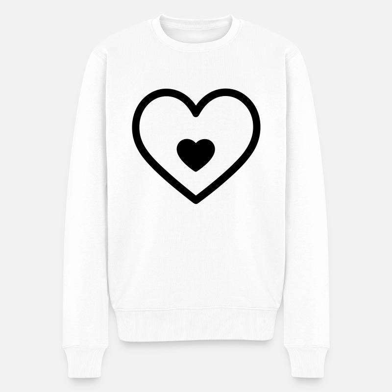 Herz - Männer Premium Bio Pullover - Weiß