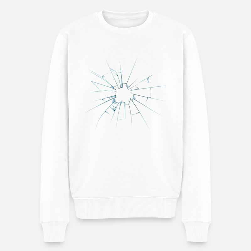 Glas Bruch - Männer Premium Bio Pullover - Weiß