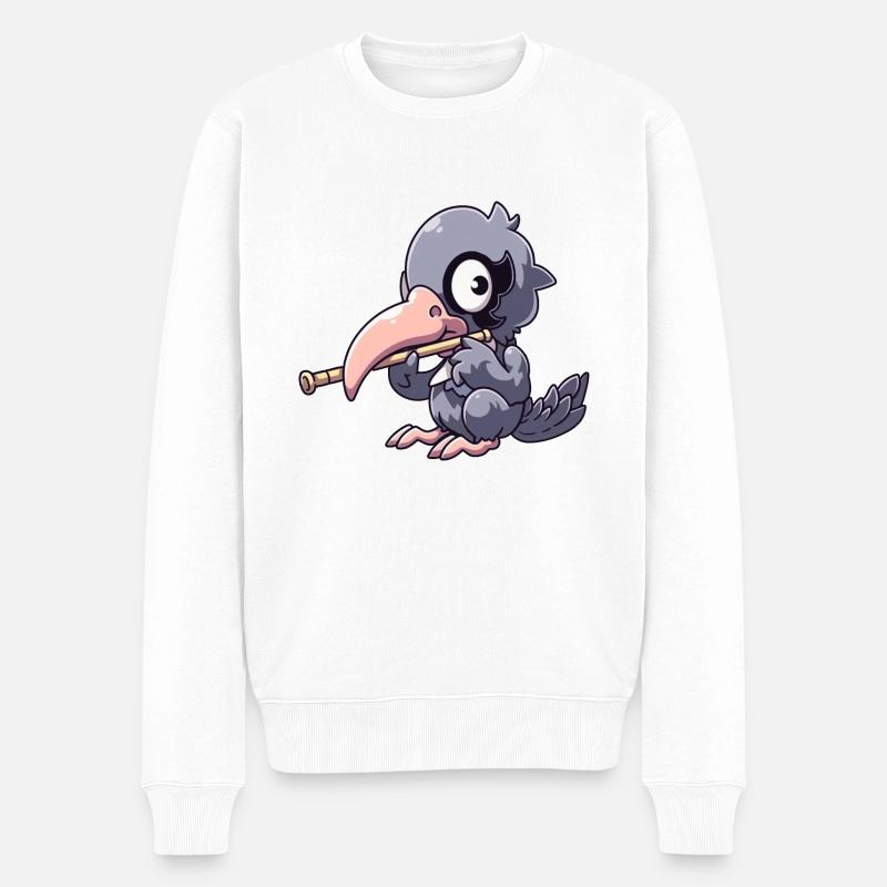 Schuhschnabel spielt Flöte - Männer Premium Bio Pullover - Weiß