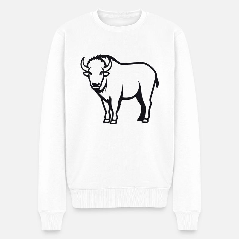 Büffel - Männer Premium Bio Pullover - Weiß