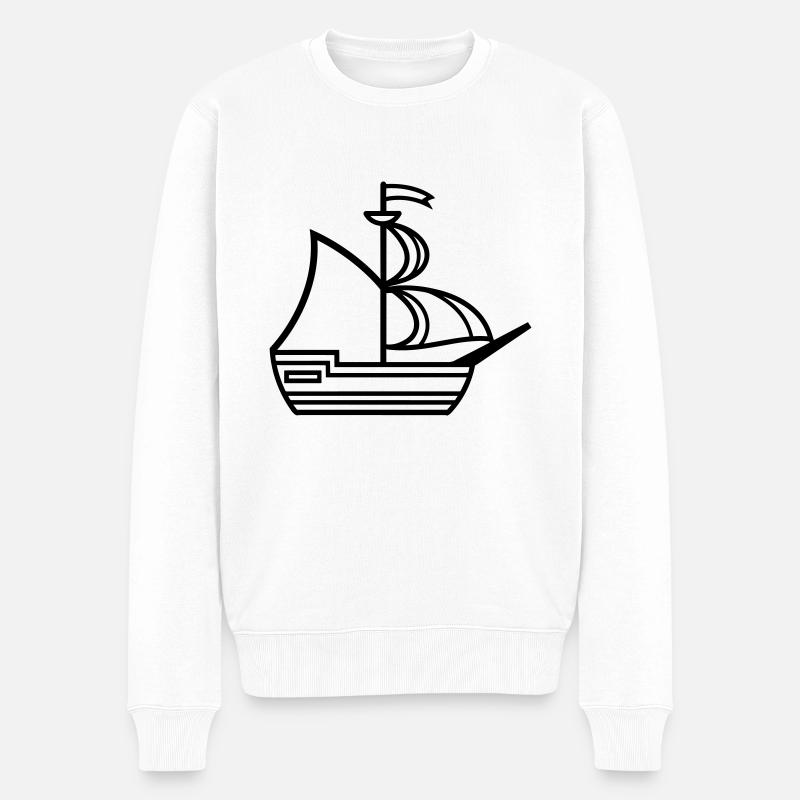 Piratenschiff - Männer Premium Bio Pullover - Weiß