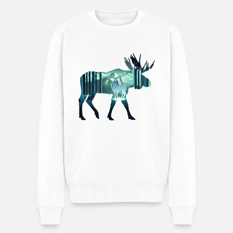 Elch - Männer Premium Bio Pullover - Weiß