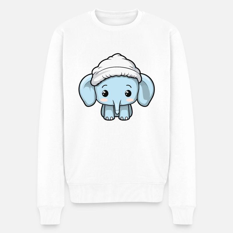 Elefant Winter Tier Baby Comic - Männer Premium Bio Pullover - Weiß