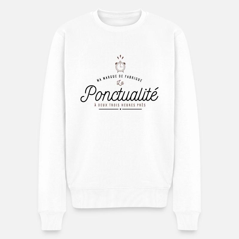 Ma marque de fabrique la Ponctualité - Pull Premium bio Homme - blanc