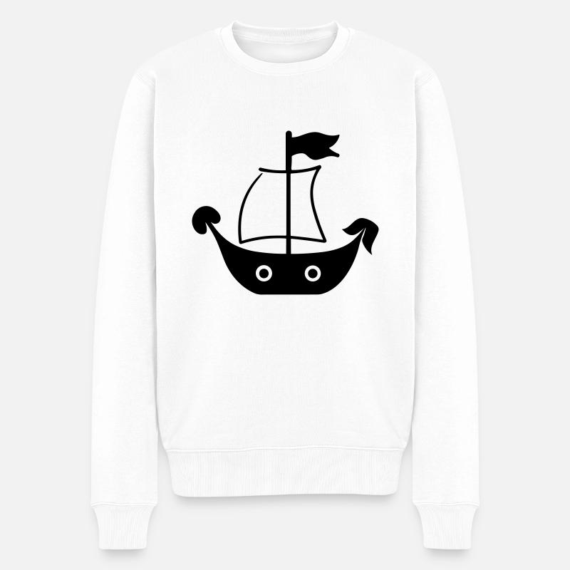 Piratenschiff - Männer Premium Bio Pullover - Weiß