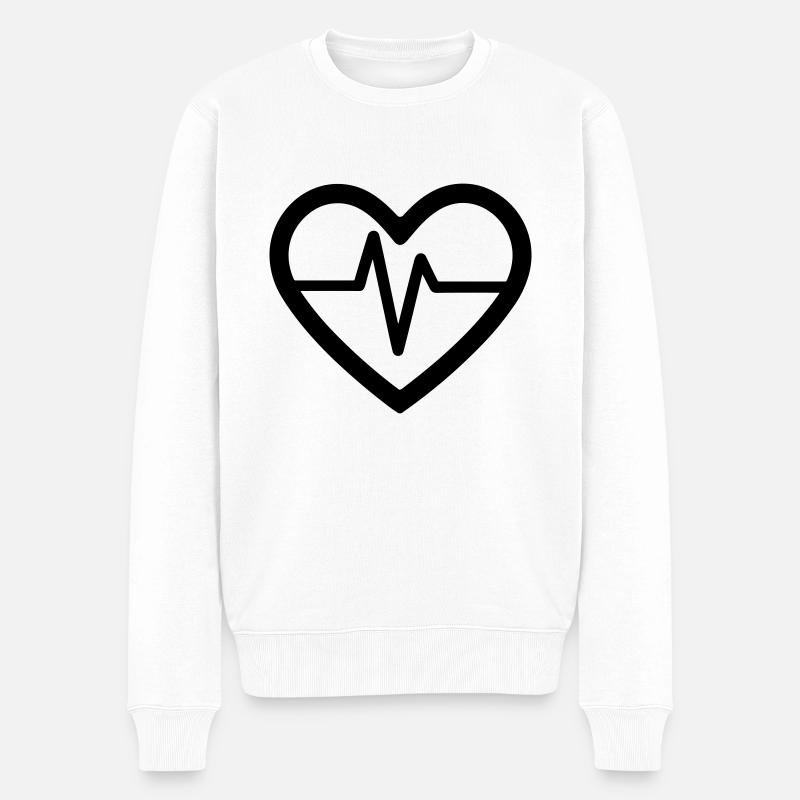 Herzschlag - Männer Premium Bio Pullover - Weiß