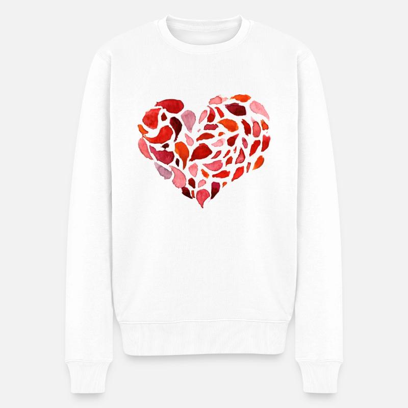 Herz Kunst - Männer Premium Bio Pullover - Weiß